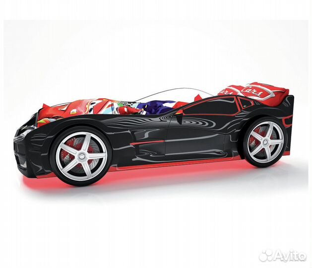 Детская кровать машина Турбо чёрная