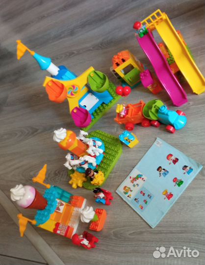 Lego duplo большой парк аттракционов,мост,пластина