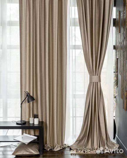 Комплект штор бархат Беллиссимо Светлая карамель