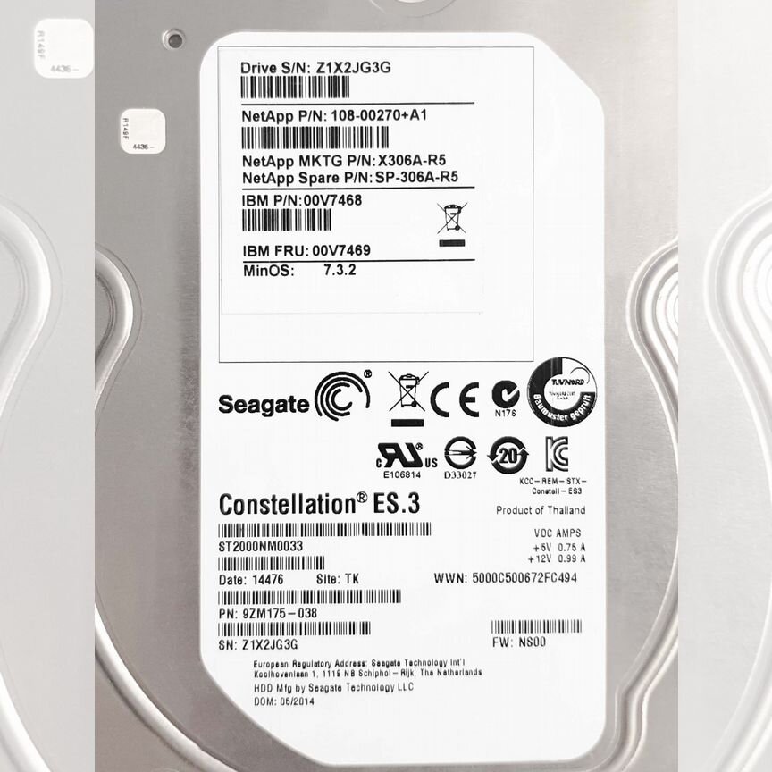 [9ZM175-038] Жесткий Диск Netapp 2tb 9zm175-038