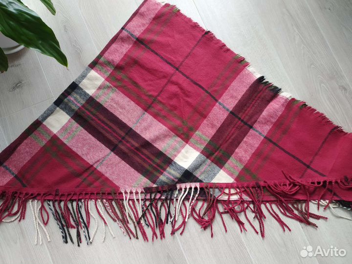 Шапка бордовая и шарф клетка