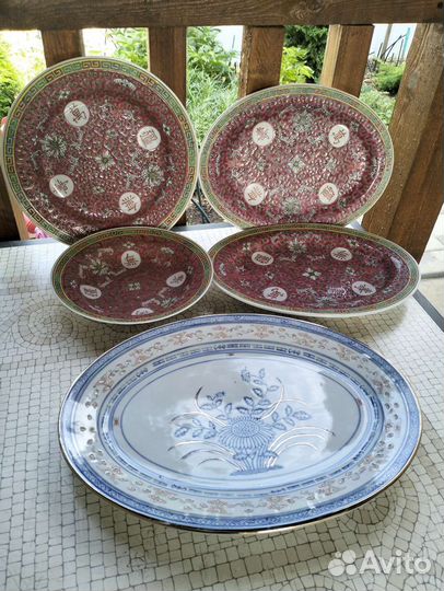Сервиз китайский, блюдо, тарелки, чашки