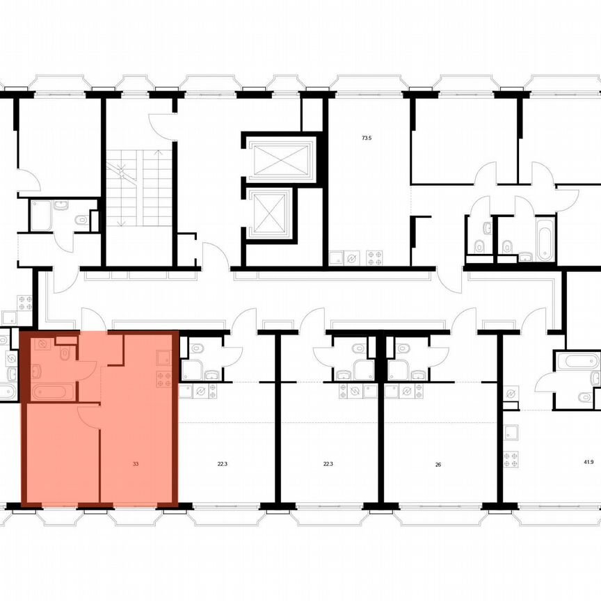 1-к. квартира, 33 м², 6/16 эт.