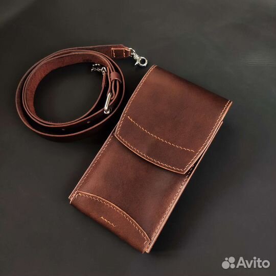 Сумка-чехол для смартфона из натуральной кожи