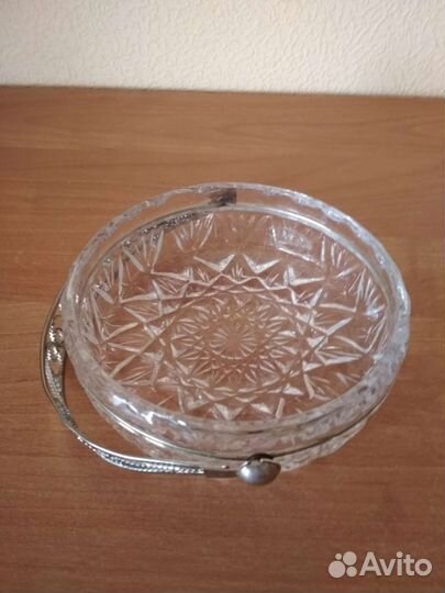 Конфетница хрусталь,мельхиор СССР