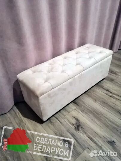 Банкетка пуф с ящиком каретная стяжка