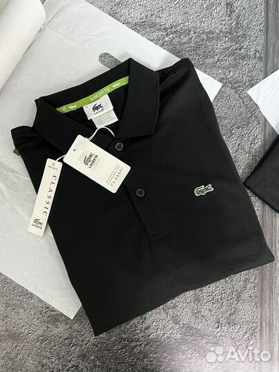 Поло Lacoste чёрное р.48,50,52,54,56