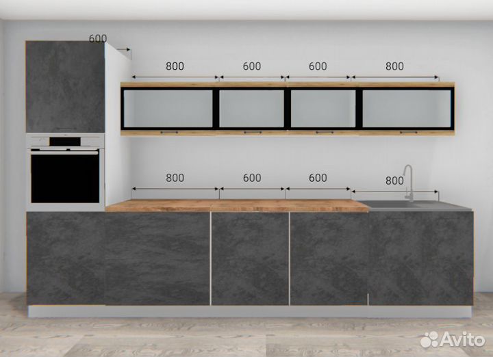 Модульная кухня Лофт р-р 3400/верх 450