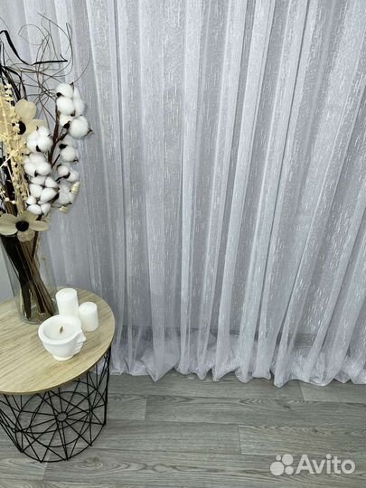 Тюль Лен Дождик (цена с пошивом)