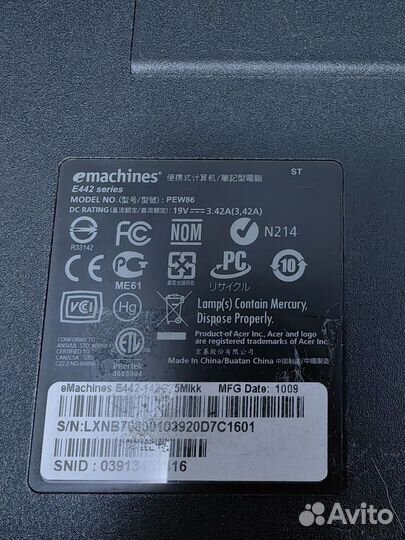 Ноутбук EMachines E442-142G25Mikk (PEW86)