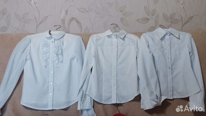 Блузки школьные белые 134 на 8-9лет