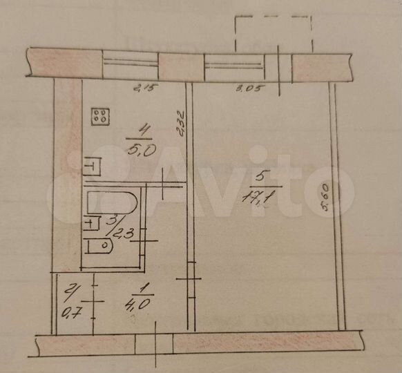 1-к. квартира, 29,5 м², 2/5 эт.