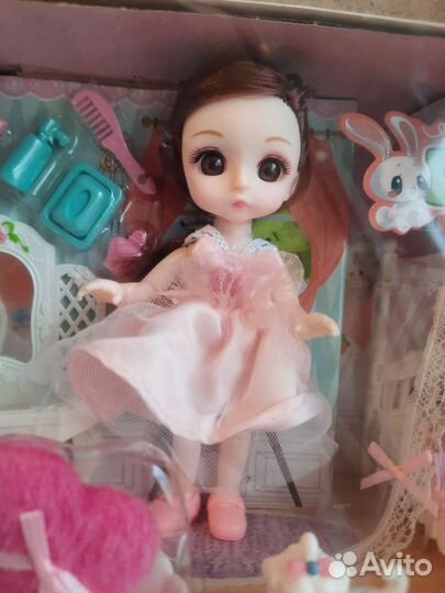 Игровой набор новый кукла с мебелью 16 пред