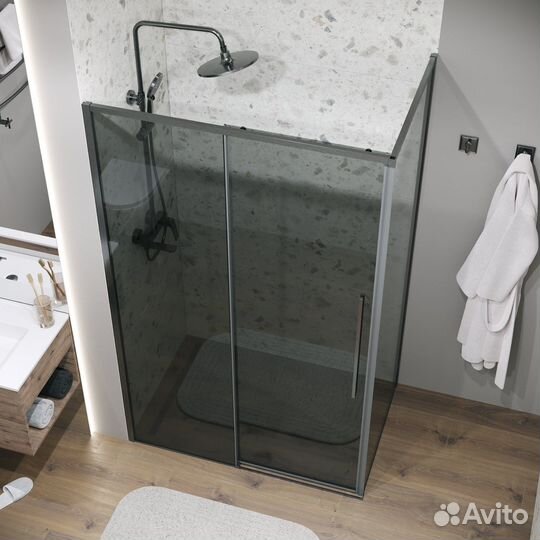 Душ перегородка 90x195 см, графит сатин, тонир ст