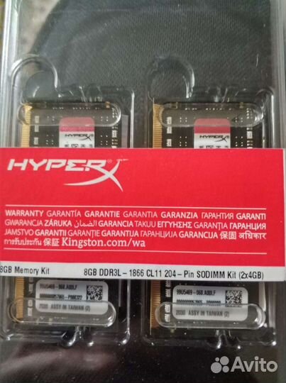 Оперативная память Kingston HyperX 8gb(4x2) ddr3L