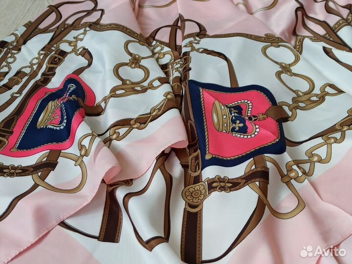 Розовый Шаль платок Hermes Шелковый