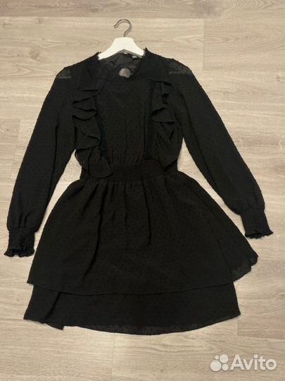Платье zara xs черное шифон