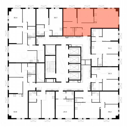 2-к. квартира, 63,6 м², 2/33 эт.