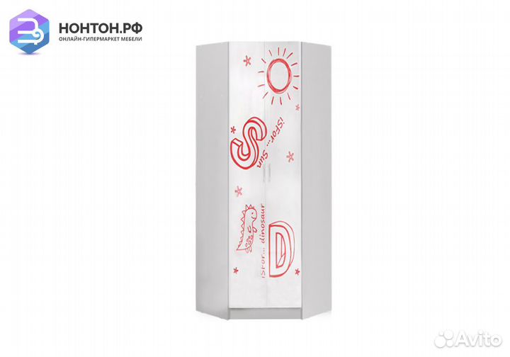 Шкаф угловой Вега Алфавит белый / красный