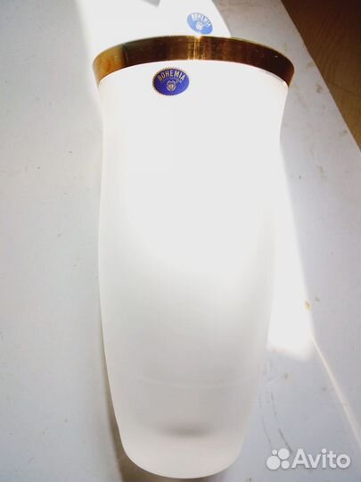 Ваза Bohemia Чехи большая новая в золоте