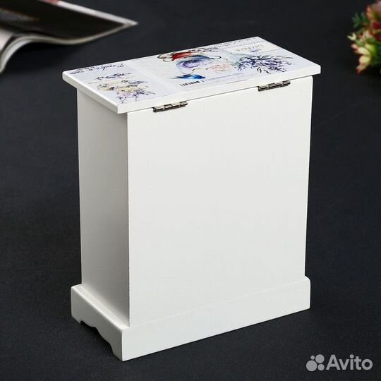 Шкатулка дерево комод 3 ящика+дверка 'Синяя птица