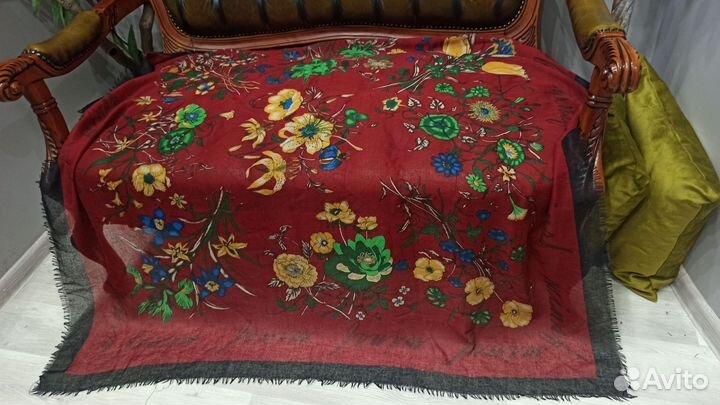 Платок шаль etro 120см тонкорунная шерсть италия