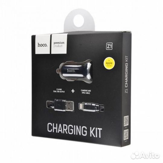 Азу hoco Z1 USB dual port 2.1A + lighting (Black)