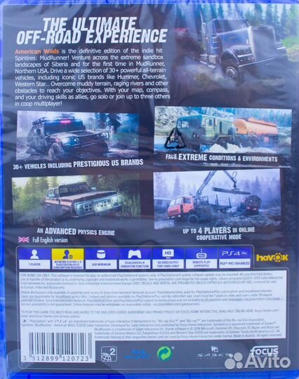 Диск для PS4 Mudrunner American wilds Новый