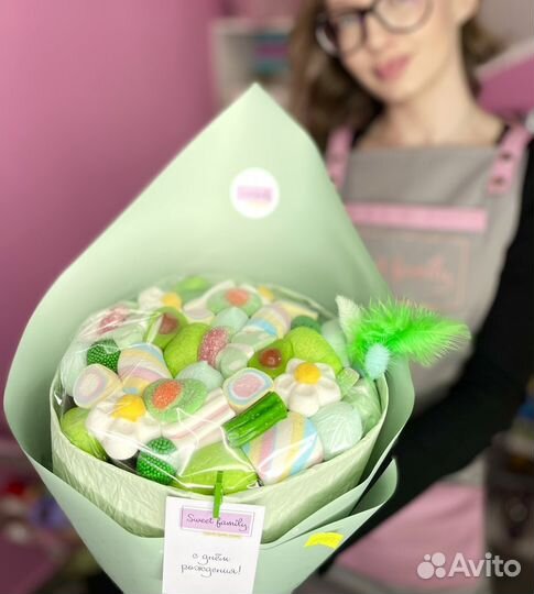 Букеты из мармелада и маршмеллоу, сладкий букет