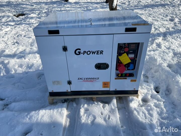 Дизельный генератор 13 кВт g-power трехфазный DG16