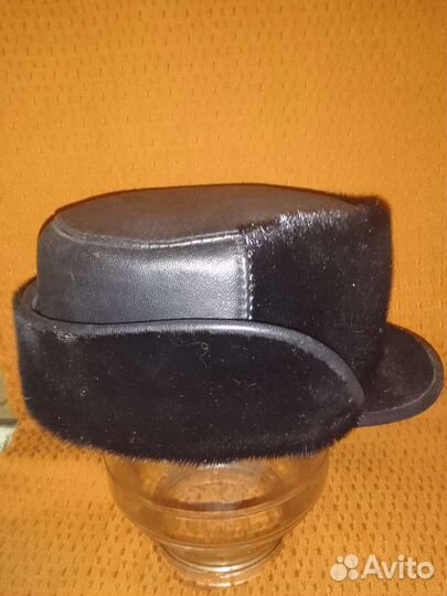 Кепка мужская кожаная с мехом