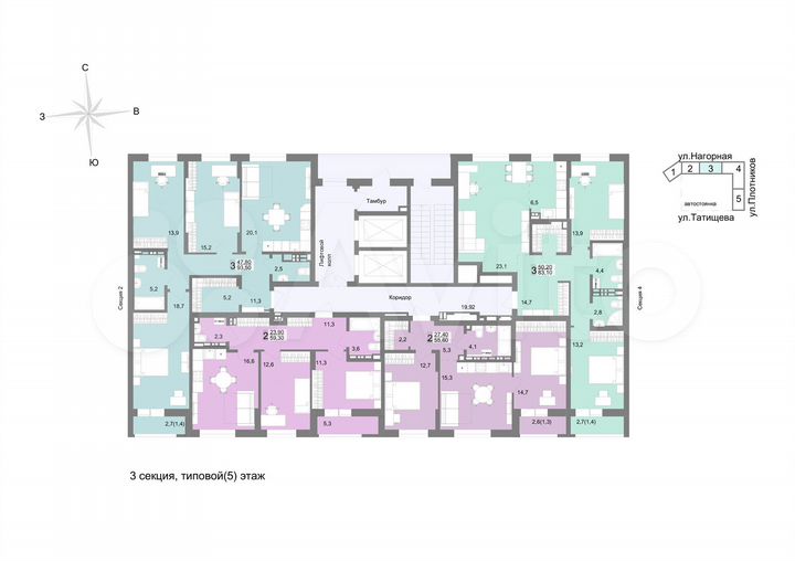 2-к. квартира, 55,6 м², 12/17 эт.