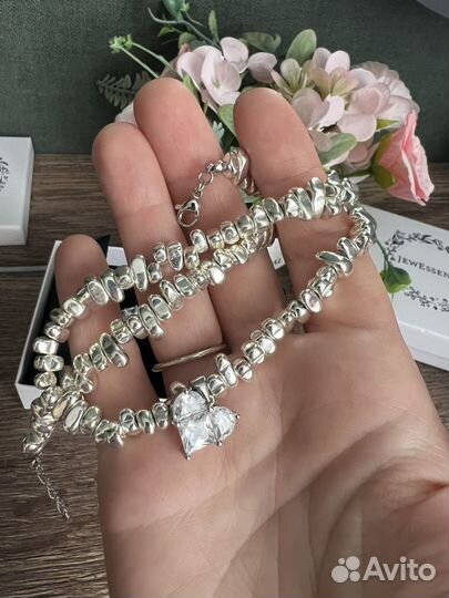 Комплект чокер и серьги из гематита