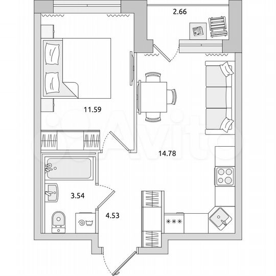1-к. квартира, 37,1 м², 8/21 эт.