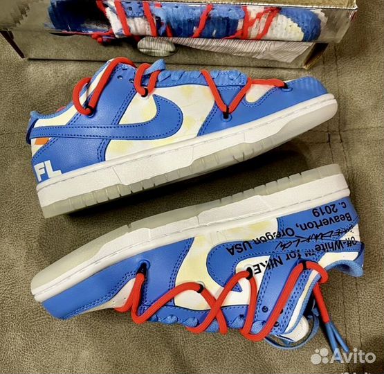 Кроссовки Nike Dunk Low Off White Blue 36-41