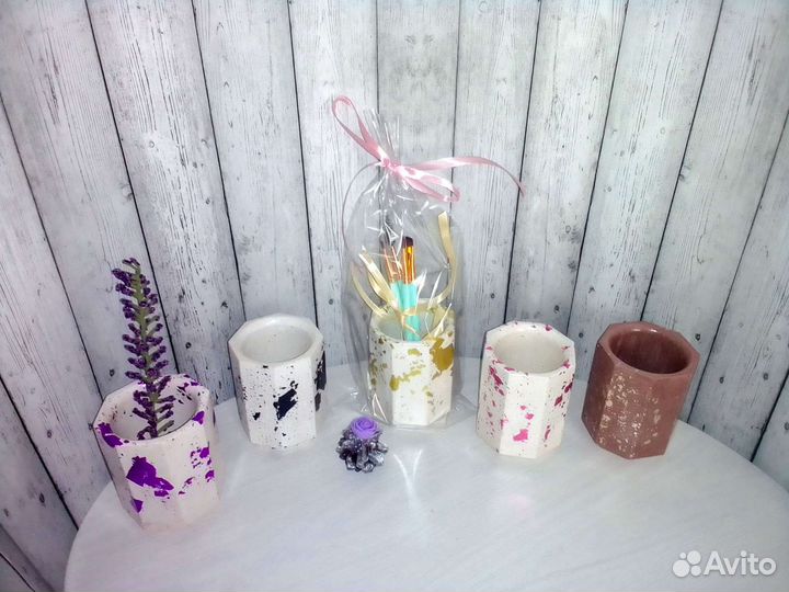 Вазочка подсвечник баночка из гипса