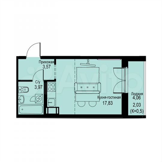 Квартира-студия, 27,4 м², 12/12 эт.