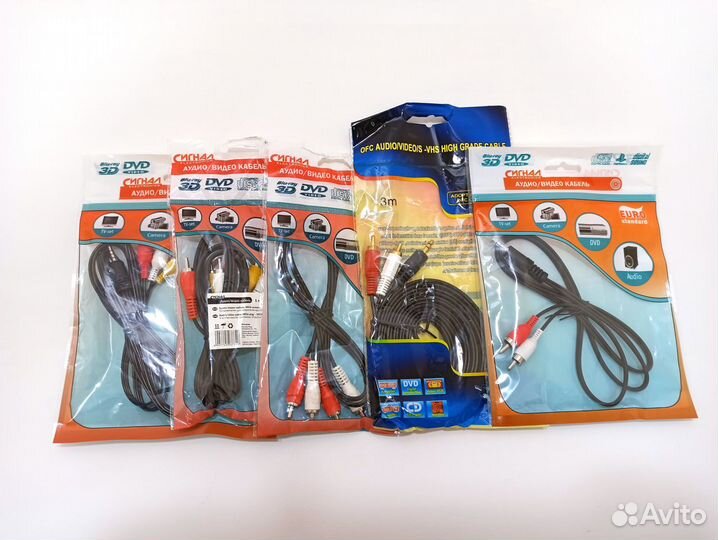 Кабель тюльпан RCA jack AUX в ассортименте