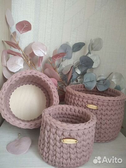 Корзина из трикотажной пряжи (набор)