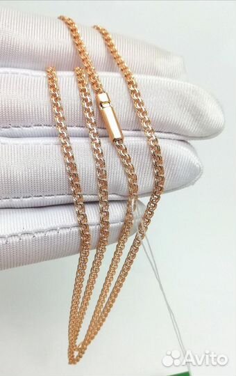 Золотая цепочка Бисмарк из красного золота 585 про