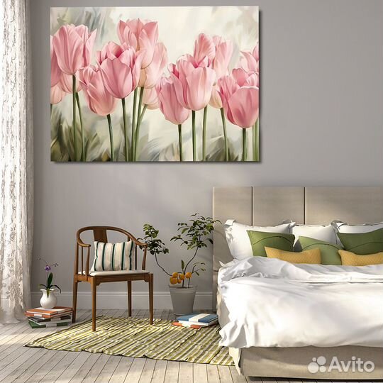 Нежная картина маслом тюльпаны