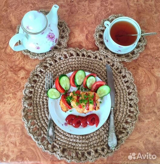 Салфетки сервировочные, интерьерные из джута