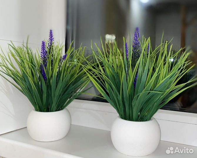 Искусственная трава осока и лаванда