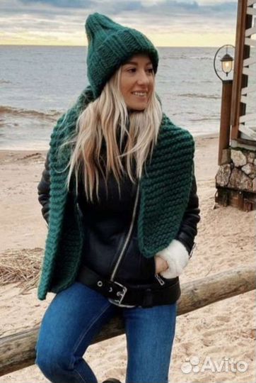 Шапка и шарф из мериноса Комплект