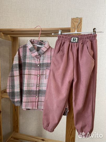 Рубашка теплая для девочки розовая