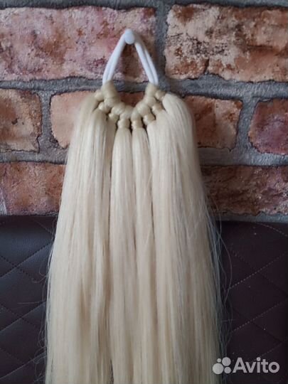 Хвост на резинке. Холодный блонд, 65см