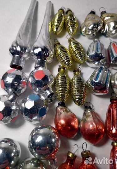 Набор ёлочных игрушек Малютка стекло. СССР
