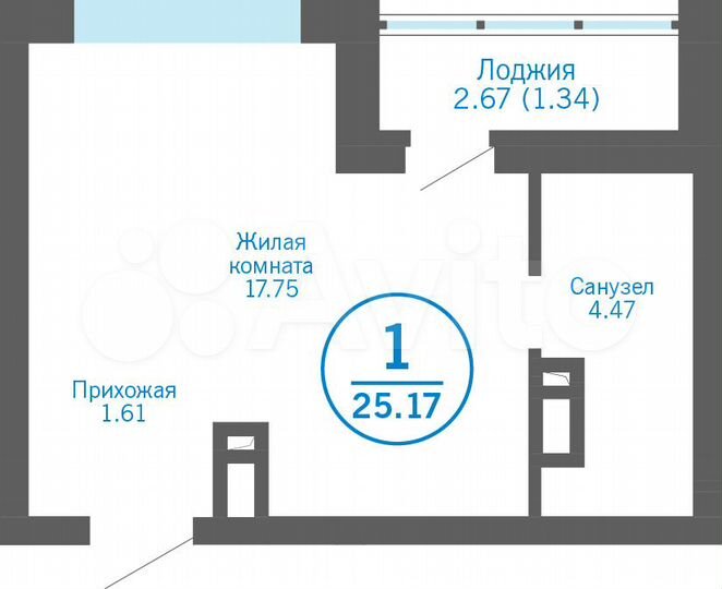 Квартира-студия, 25,2 м², 3/12 эт.