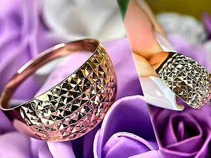 Золотое кольцо с алмазной гранью 585 золото