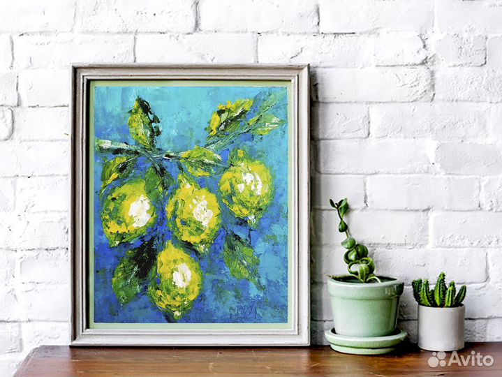 Картина маслом Лимоны в саду
